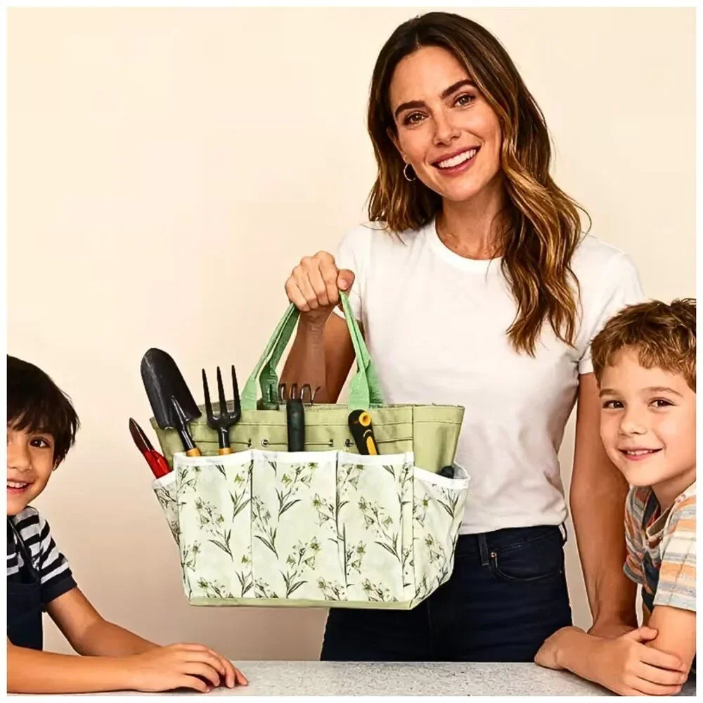 Stylish Printed Tote Bag Multi-Purpose Home Organizer Multiple Pockets Practical